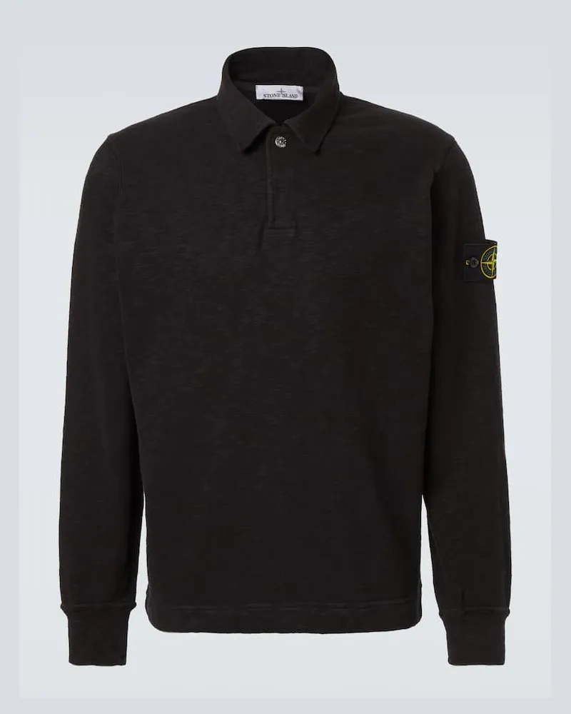 Stone Island Polohemd Compass aus Baumwolle Schwarz