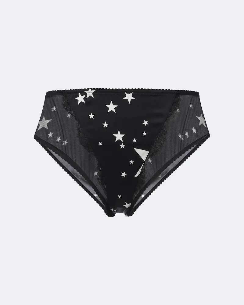 Dolce & Gabbana Bedrucktes Höschen mit Spitze Schwarz