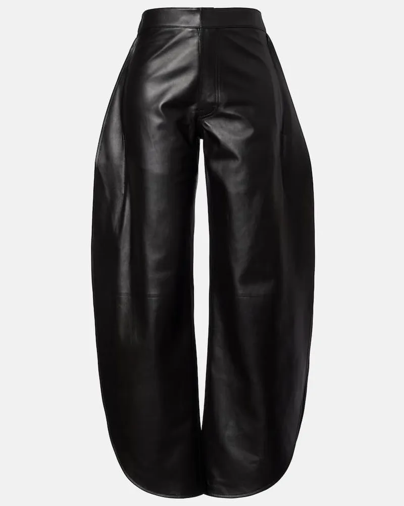 Alaïa Alaïa High-Rise-Hose aus Leder Schwarz