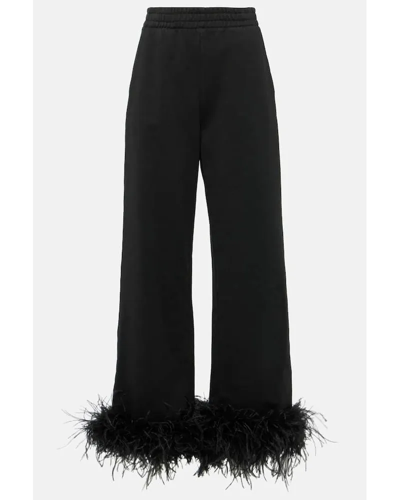 Prada Hose aus Baumwolle mit Federn Schwarz
