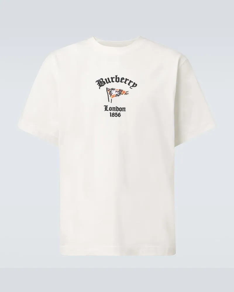 Burberry Bedrucktes T-Shirt aus Baumwoll-Jersey Weiß