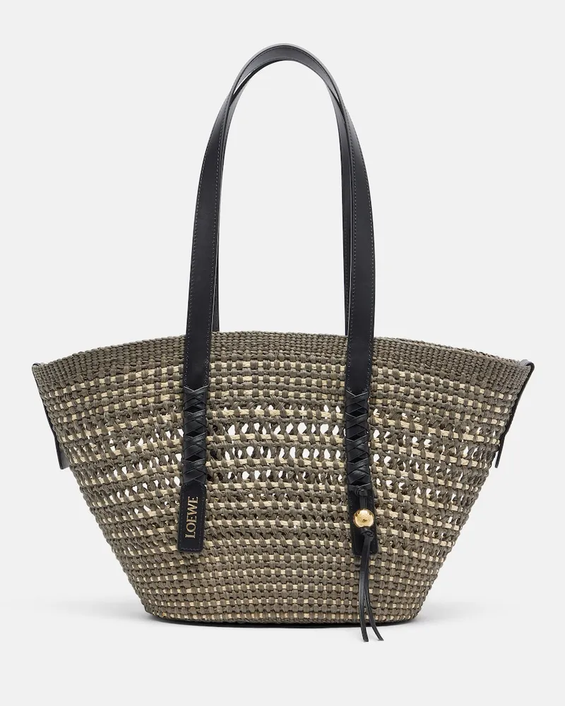Loewe Paula's Ibiza Tote Bag Braid Medium mit Leder Grün
