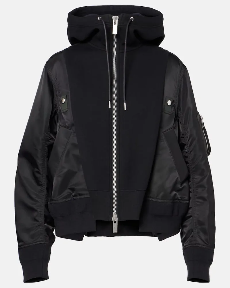 Sacai Kapuzenjacke aus einem Baumwollgemisch Schwarz