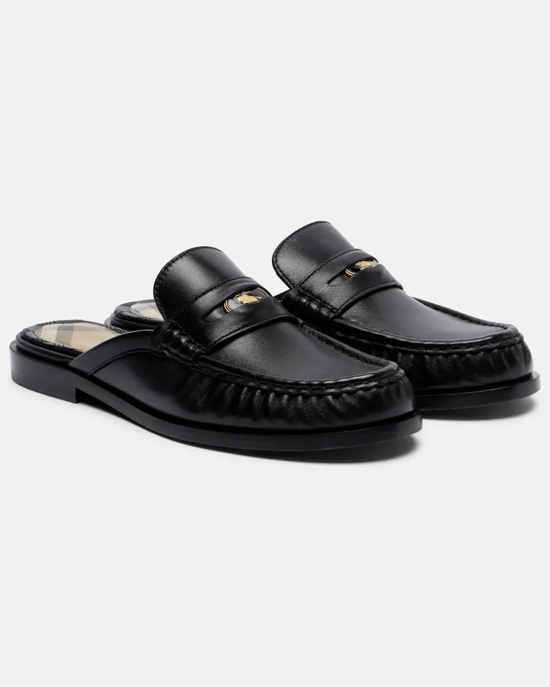 Burberry Slippers aus Leder Schwarz