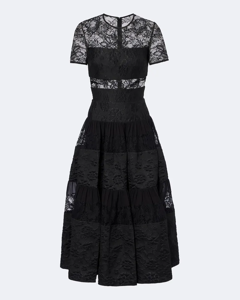 Elie Saab Midikleid aus Spitze Schwarz