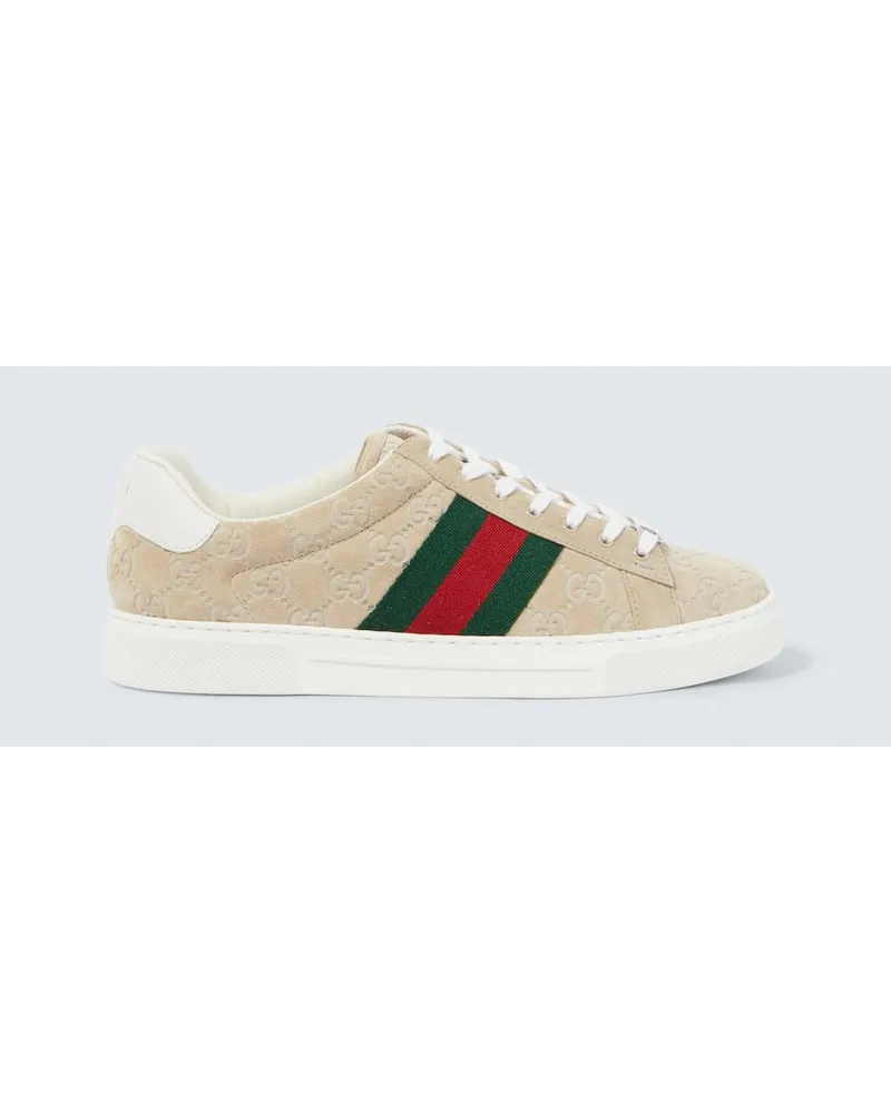 Gucci Sneakers Ace aus Veloursleder Beige