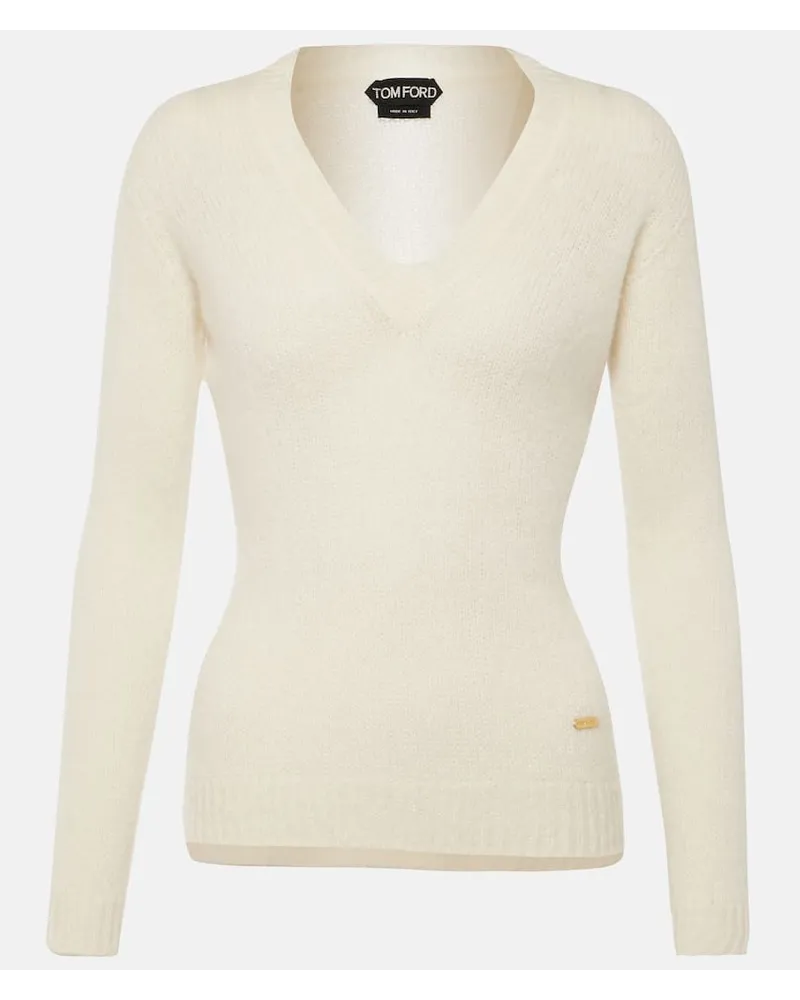 Tom Ford Pullover aus Kaschmir und Seide Weiss