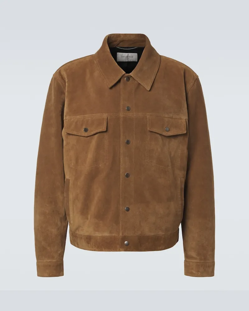 Saint Laurent Blouson aus Veloursleder Braun