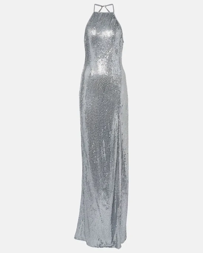 The New Arrivals Ilkyaz Ozel Robe Aether mit Pailletten Silber