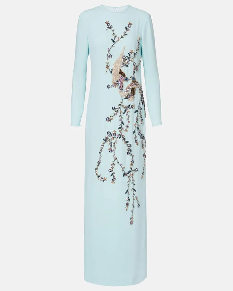 COSTARELLOS Verzierte Robe Siriana aus Crêpe Blau