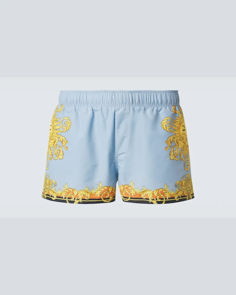 Versace Bedruckte Badeshorts Blau
