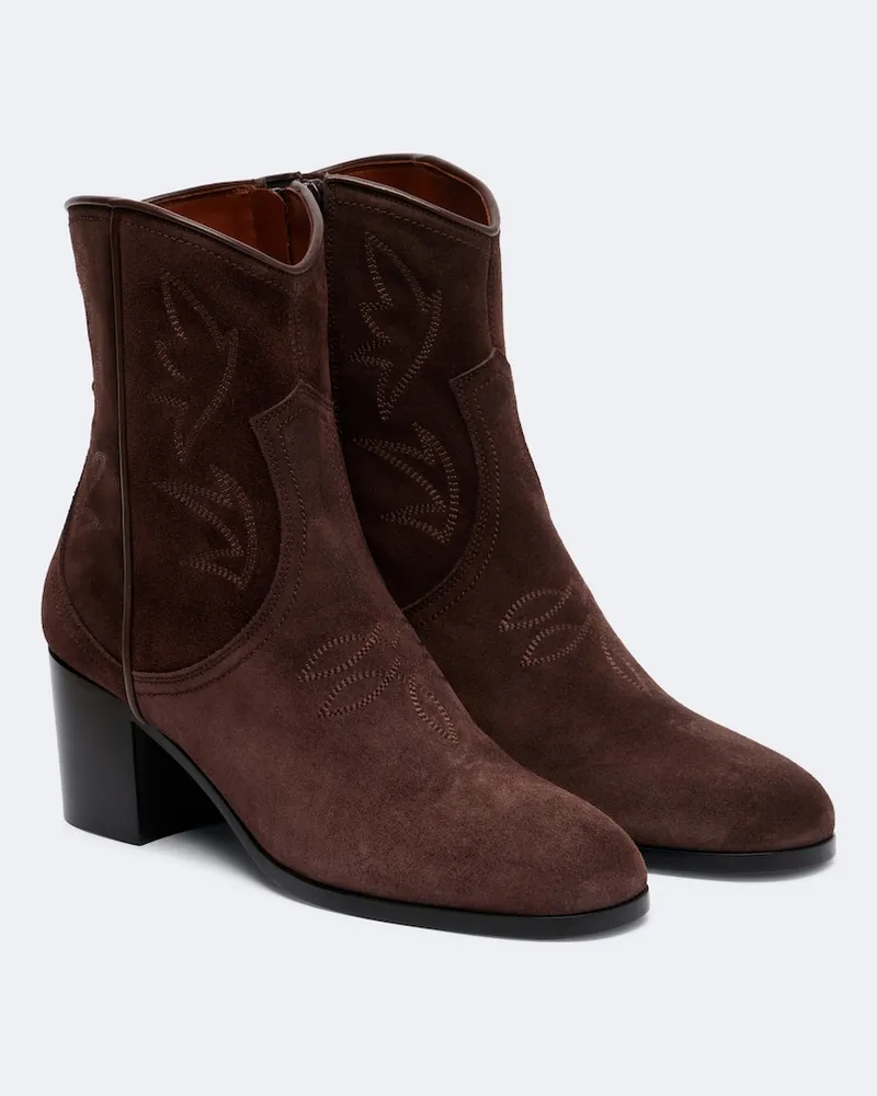 Valentino Garavani Bestickte Ankle Boots Bard aus Veloursleder Braun
