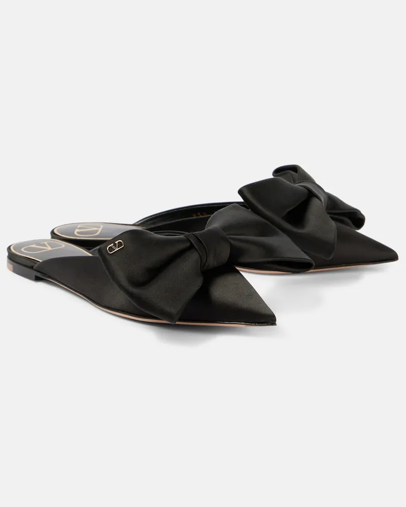 Valentino Garavani Slippers Un Château Bow aus Satin Schwarz