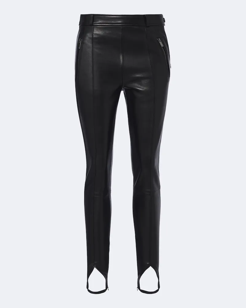 Balmain Stegleggings aus Leder Schwarz