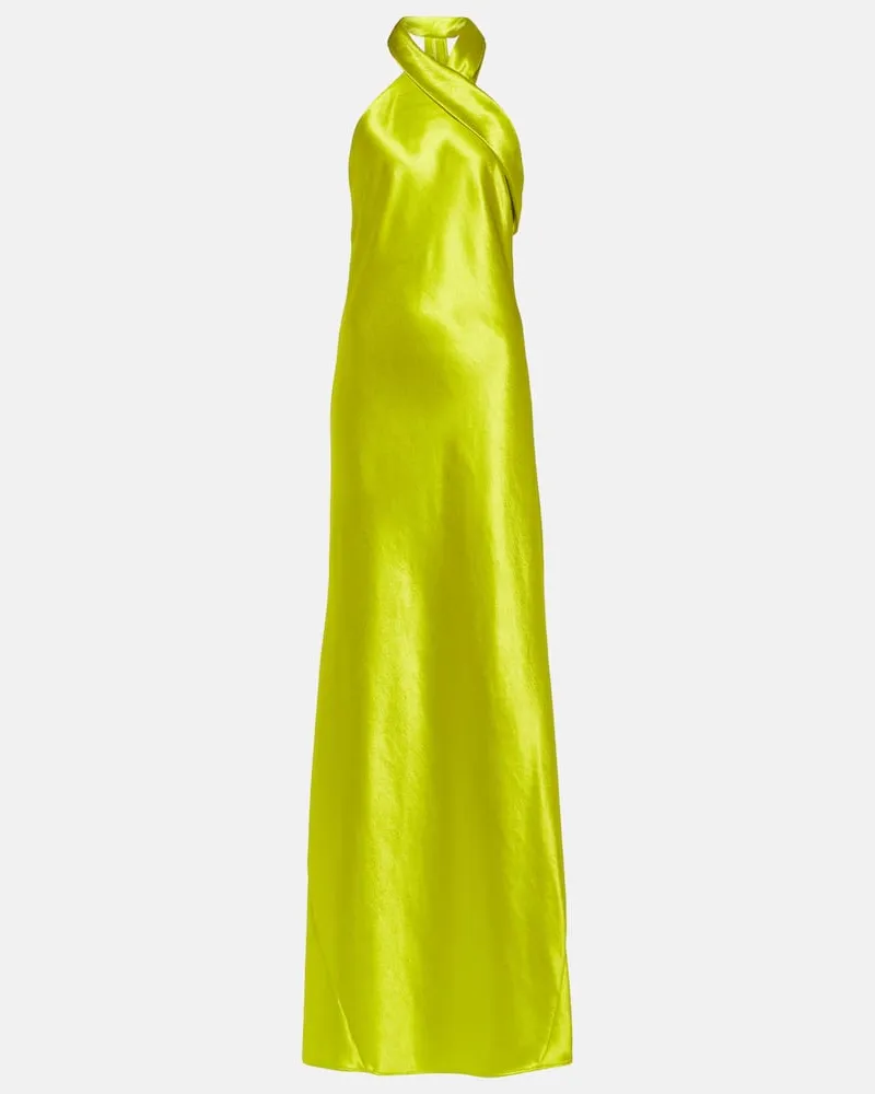 GALVAN Maxikleid aus Satin Gelb