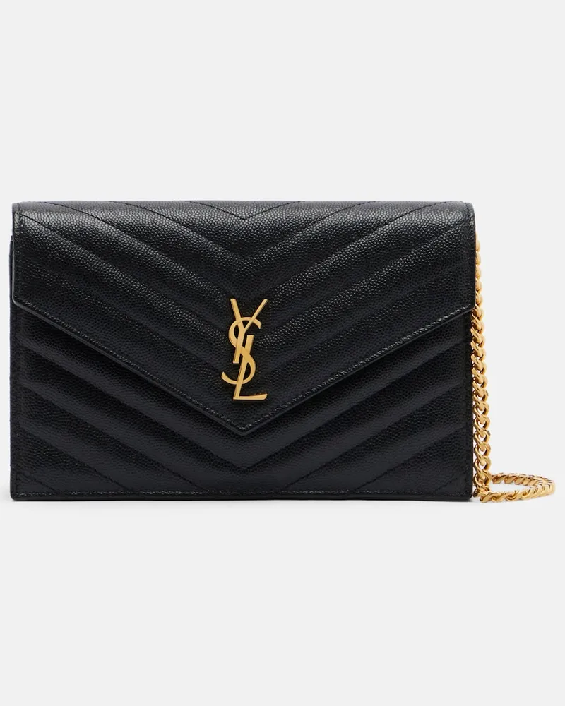 Saint Laurent Portemonnaie mit Riemen Cassandre aus Leder Schwarz