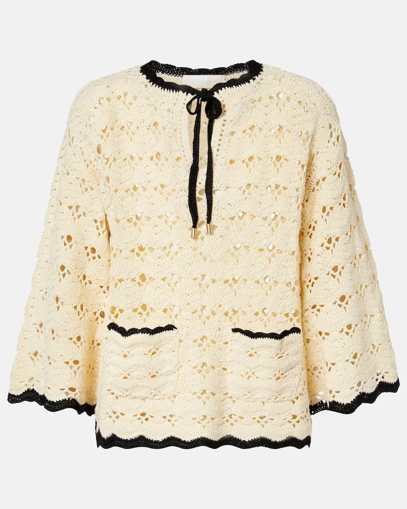 Zimmermann Top Aster aus Häkelstrick Weiß