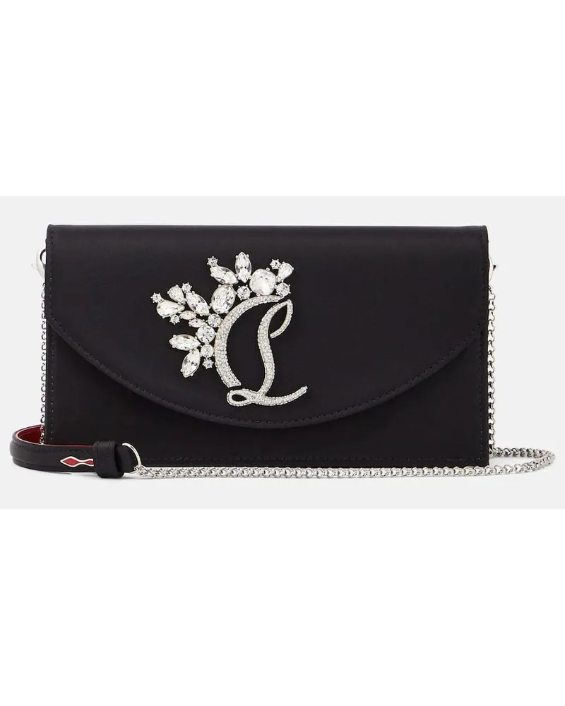 Christian Louboutin Verzierte Clutch Loubi54 Small aus Seide Schwarz