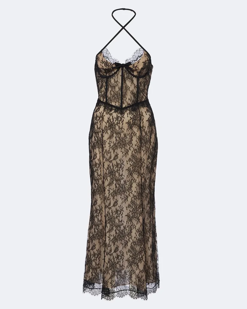 Alessandra Rich Bustierkleid aus Spitze Schwarz
