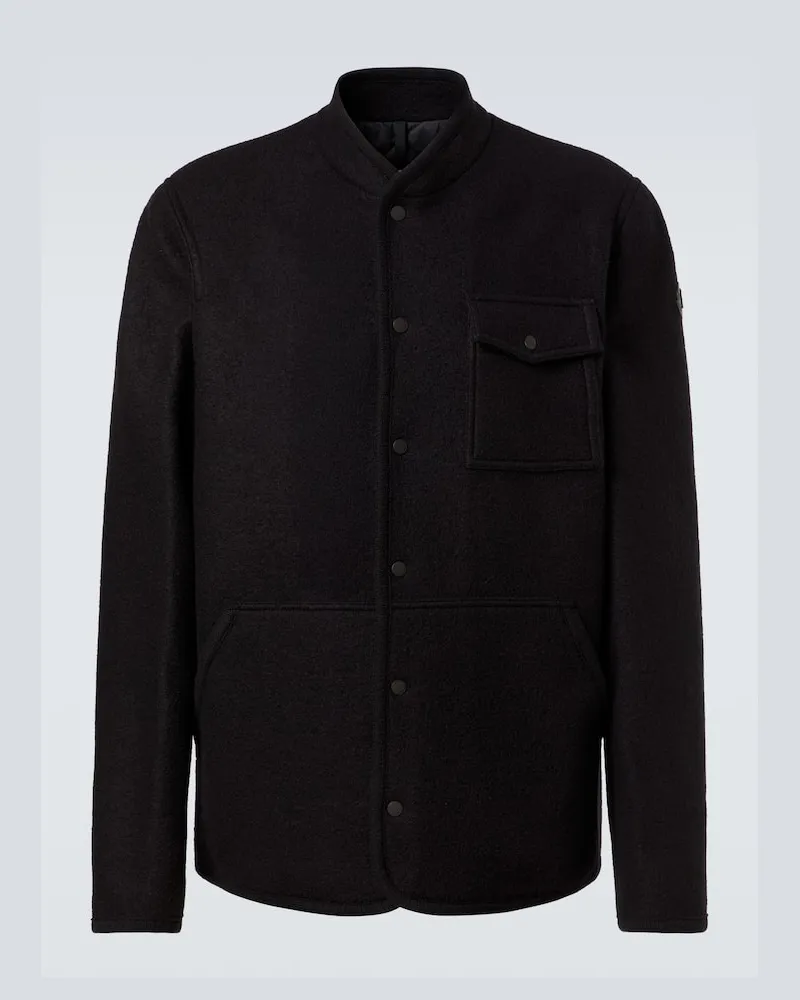 Moncler Hemdjacke aus Schurwoll-Bouclé Schwarz