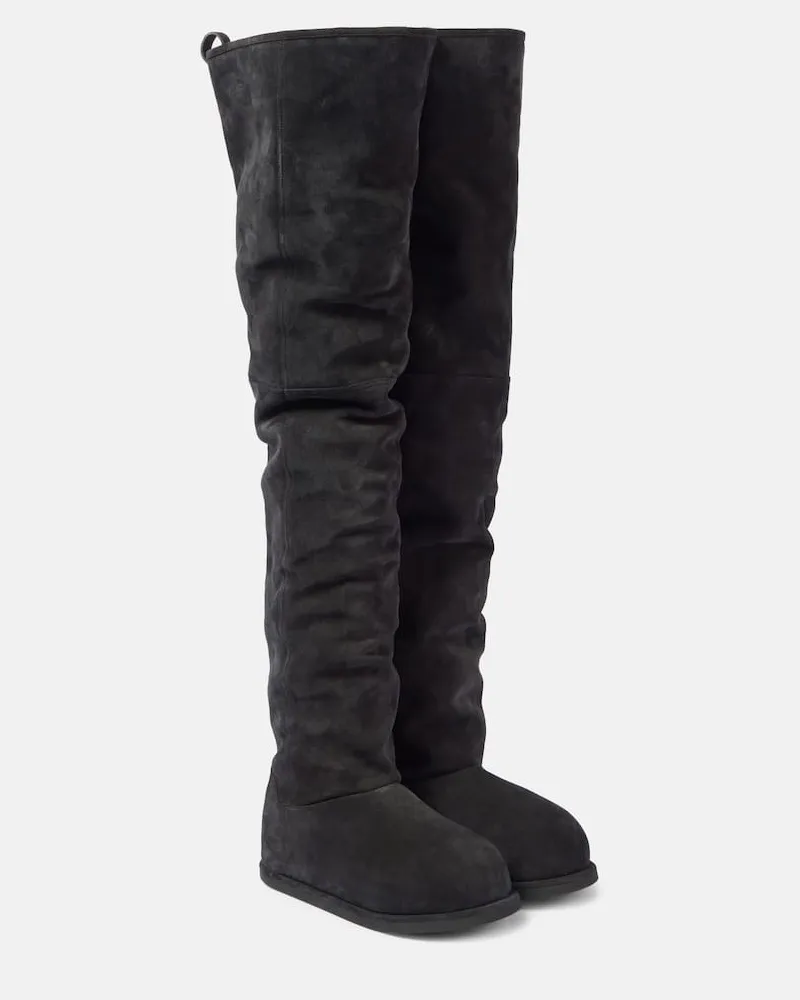 Amina Muaddi Overknee-Stiefel Heidi 15 aus Veloursleder Schwarz