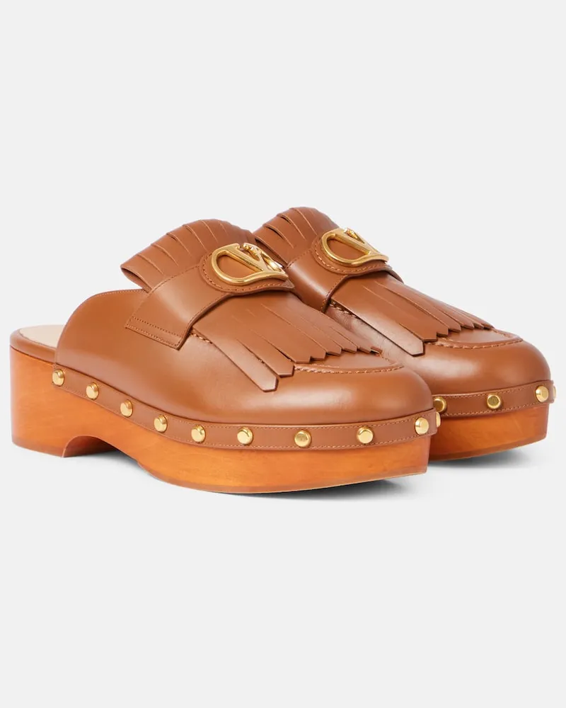 Valentino Garavani Clogs VLogo Signature aus Leder Braun