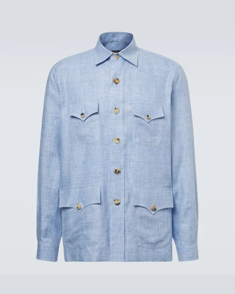 Rubinacci Feldjacke aus Leinen Blau