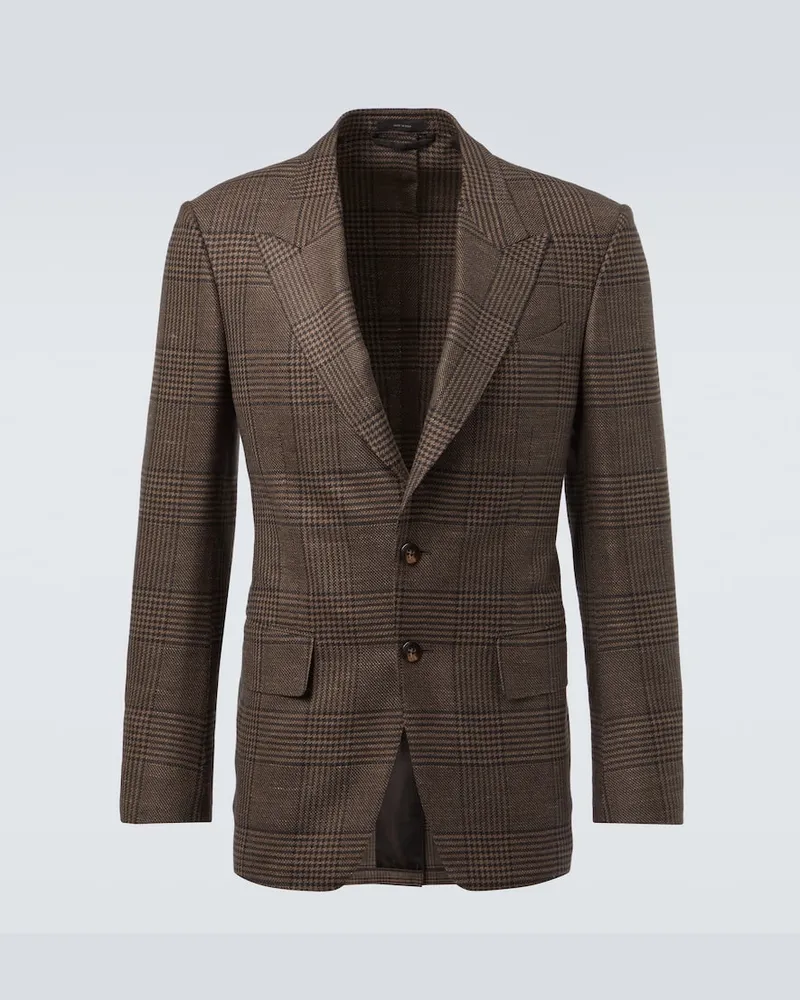 Tom Ford Blazer Shelton aus Wolle, Seide und Leinen Braun