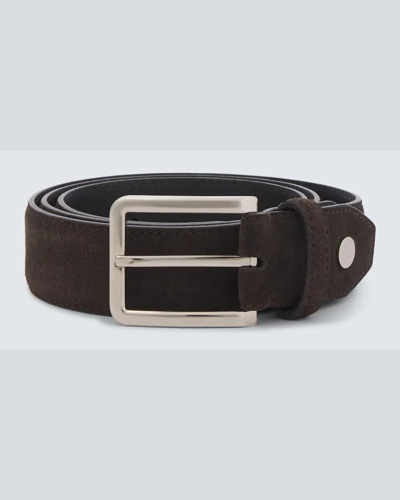 Brioni Gürtel aus Veloursleder Braun