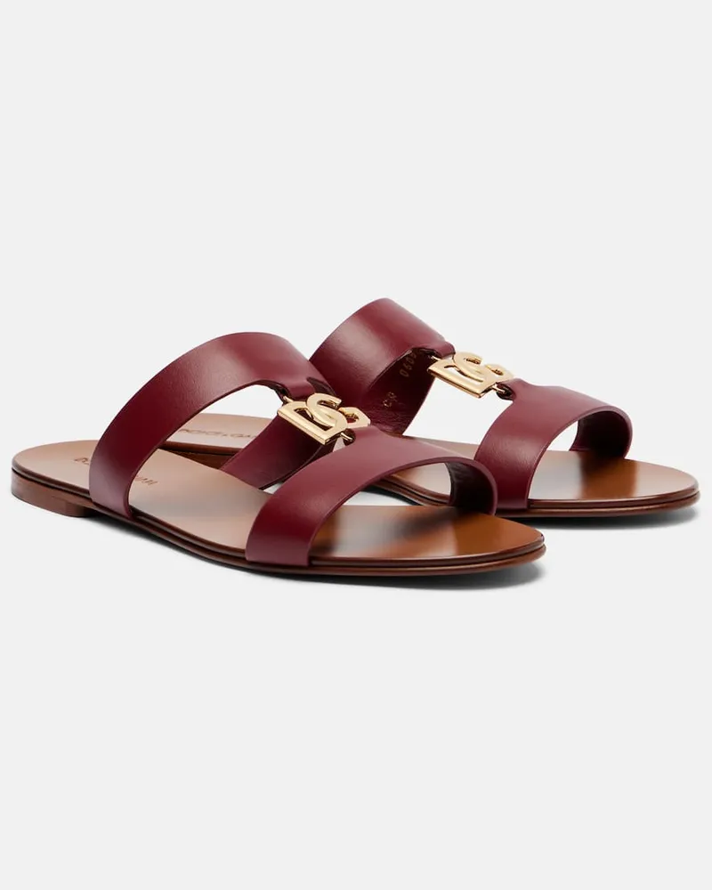 Dolce & Gabbana Sandalen DG aus Leder Gold