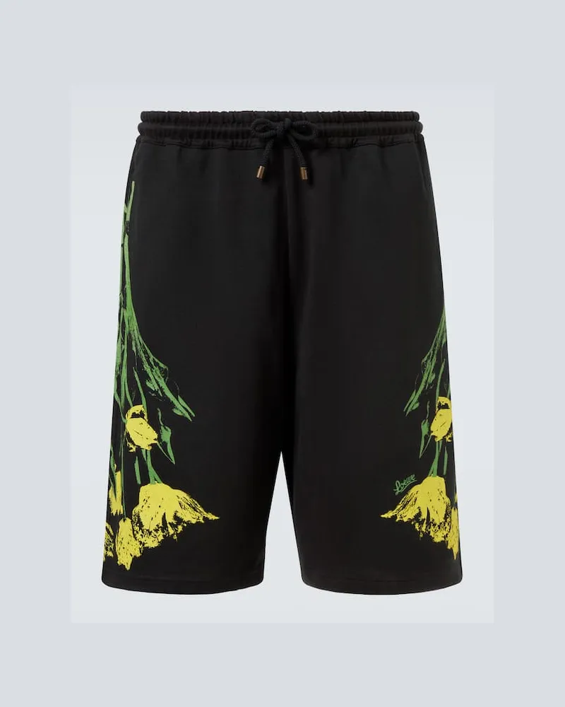 Loewe Bedruckte Shorts aus Baumwolle Schwarz