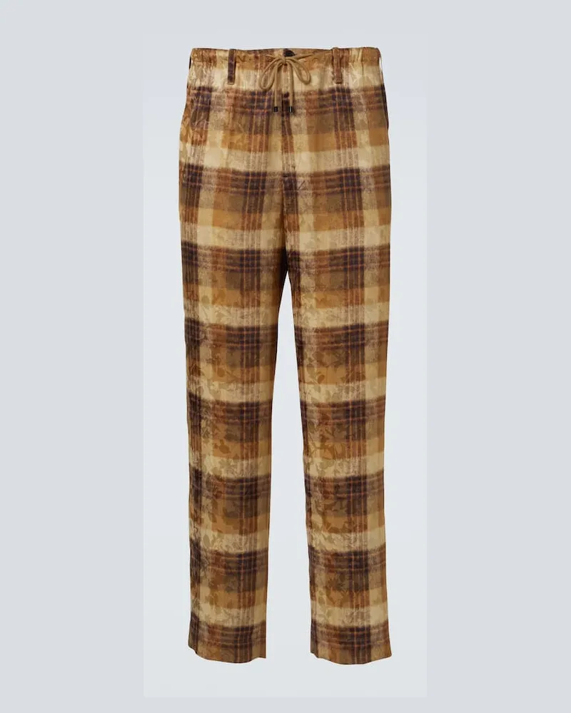 Dries van Noten Gerade Hose aus Jacquard Beige