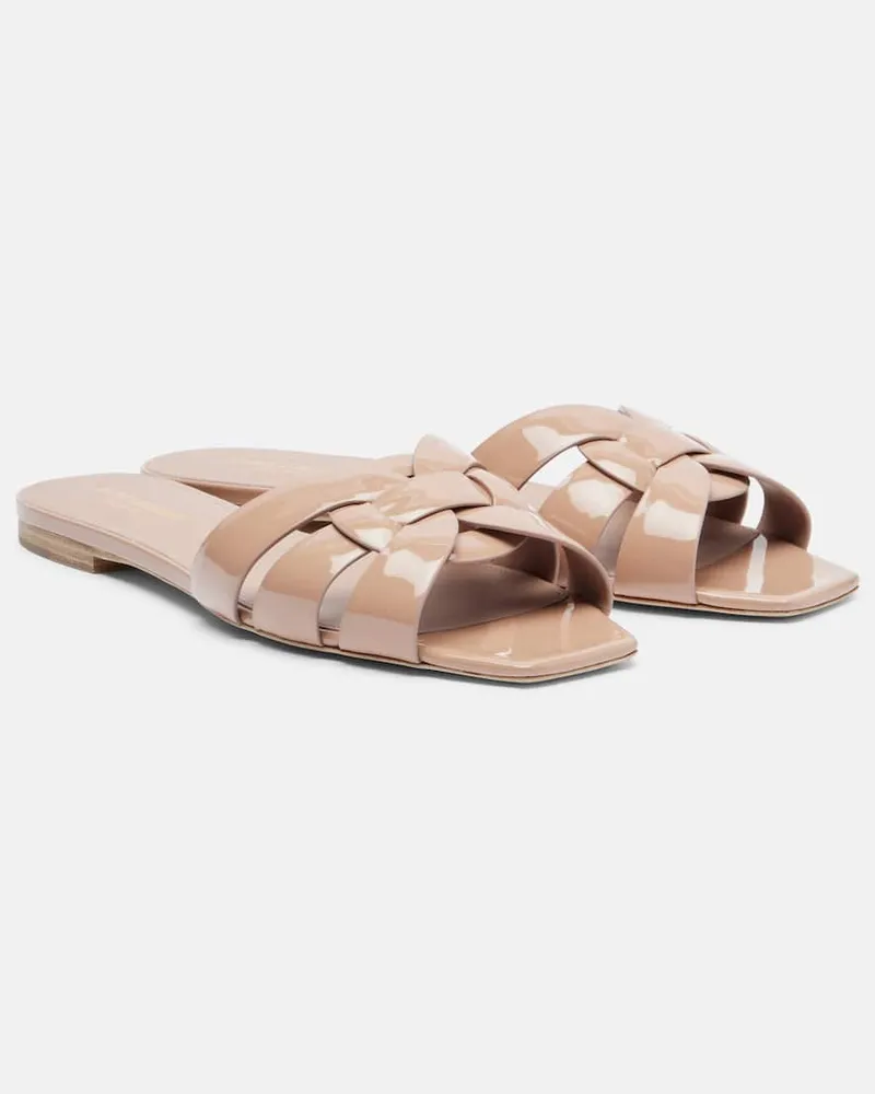 Saint Laurent Pantoletten aus Lackleder Pink