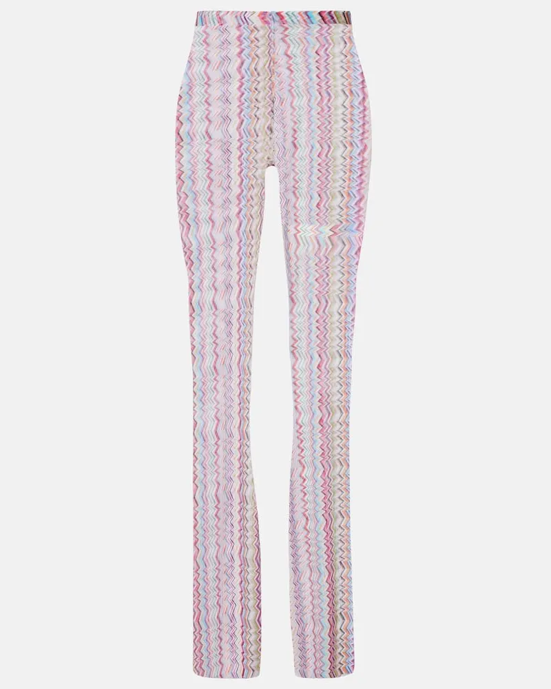 Missoni Schmale High-Rise-Hose Multicolor