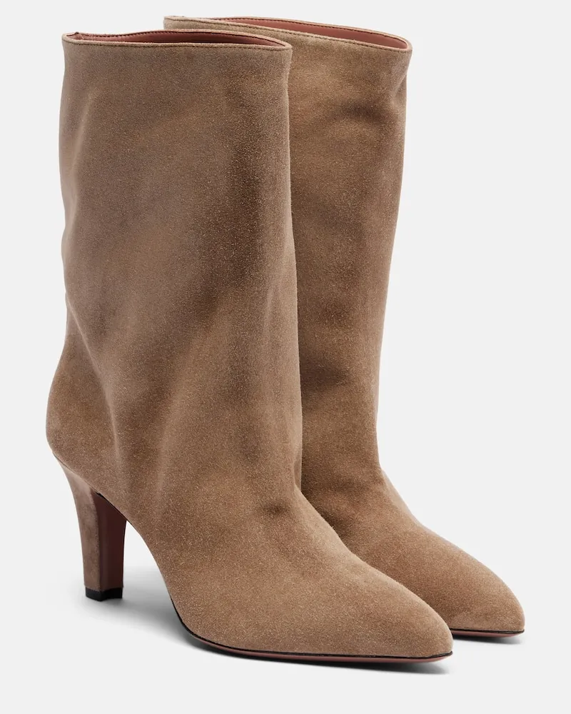 Paris Texas Ankle Boots Elsa 75 aus Veloursleder Beige