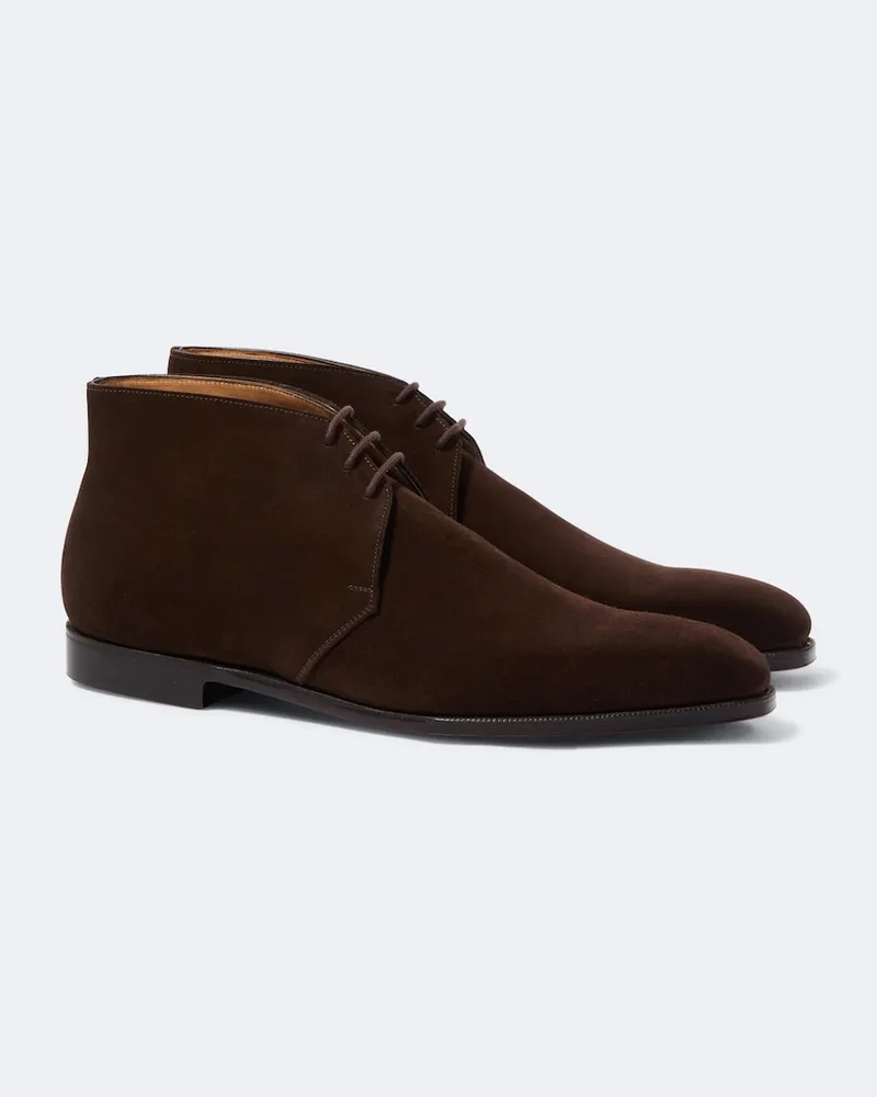George Cleverley Ankle Boots Nathan aus Veloursleder Braun