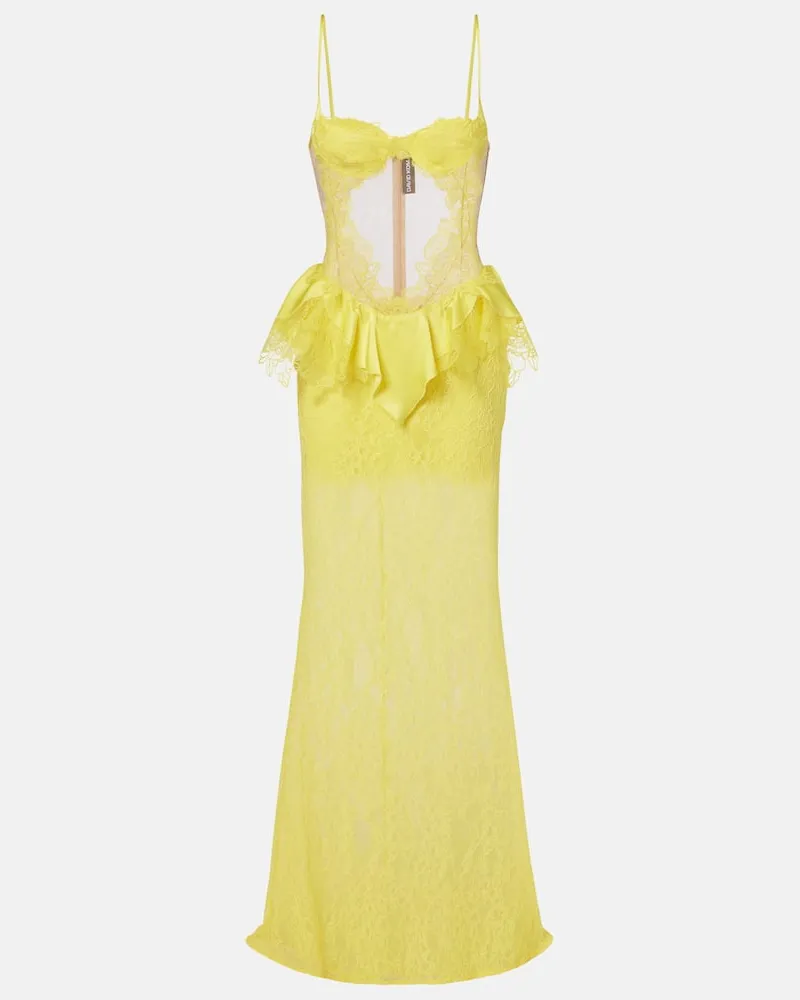 David Koma Cocktailkleid aus Spitze Gelb
