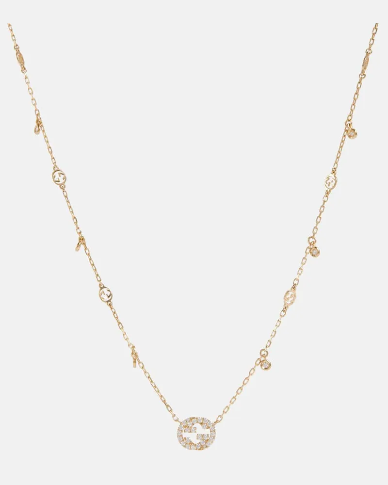 Gucci Halskette Interlocking G aus 18kt Gelbgold mit Diamanten Gold