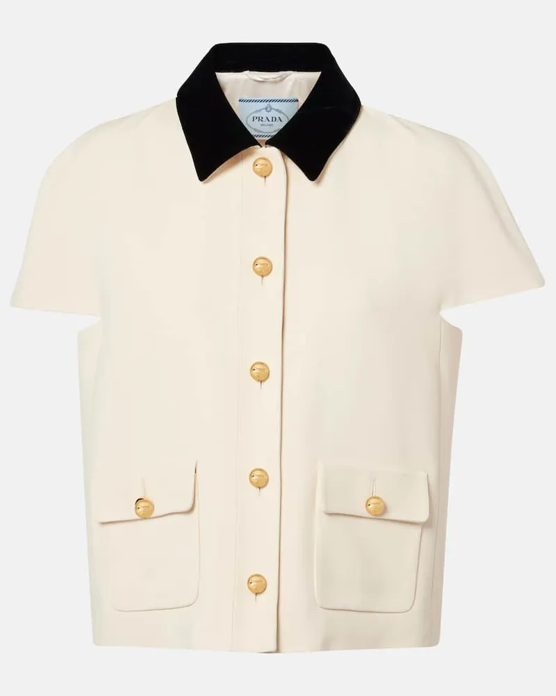 Prada Top aus Sablé mit Samt Weiß