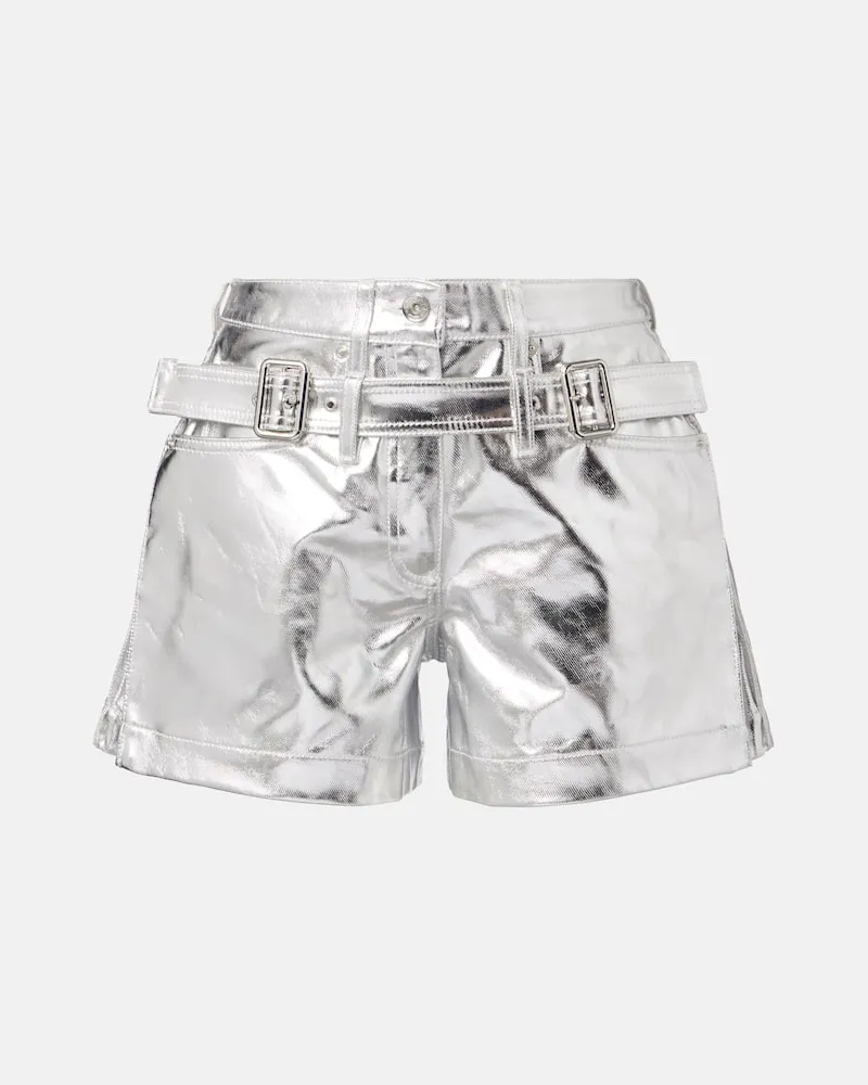 Paco Rabanne High-Rise Shorts aus Baumwolle Silber