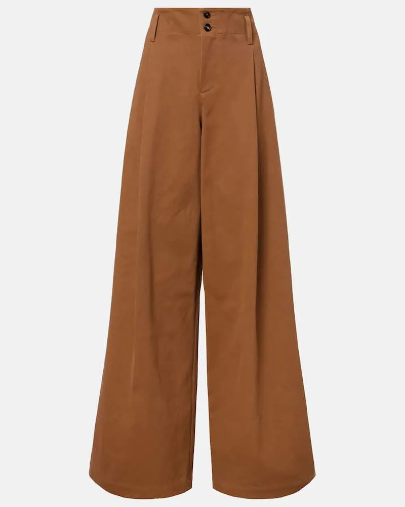 Chloé Chloé Weite High-Rise-Hose aus Baumwoll-Canvas Braun