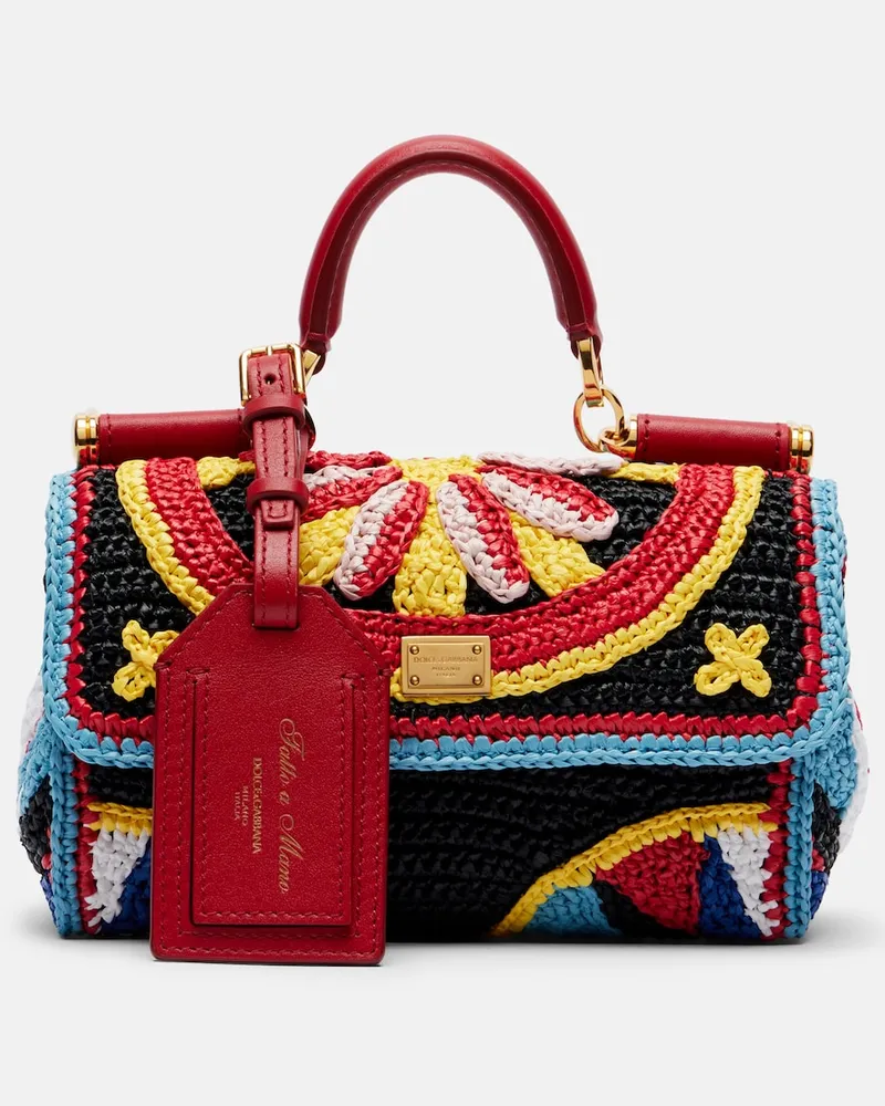 Dolce & Gabbana Henkeltasche My Sicily Mini aus Häkelstrick Multicolor