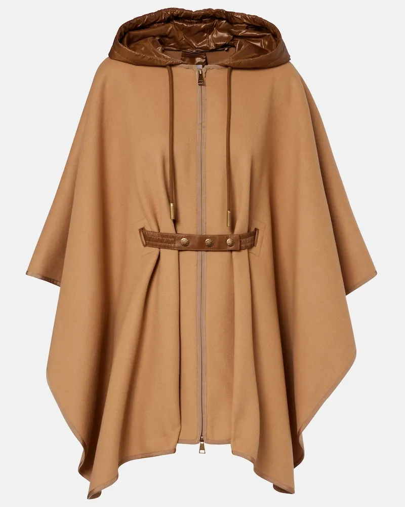Moncler Cape aus einem Wollgemisch Beige