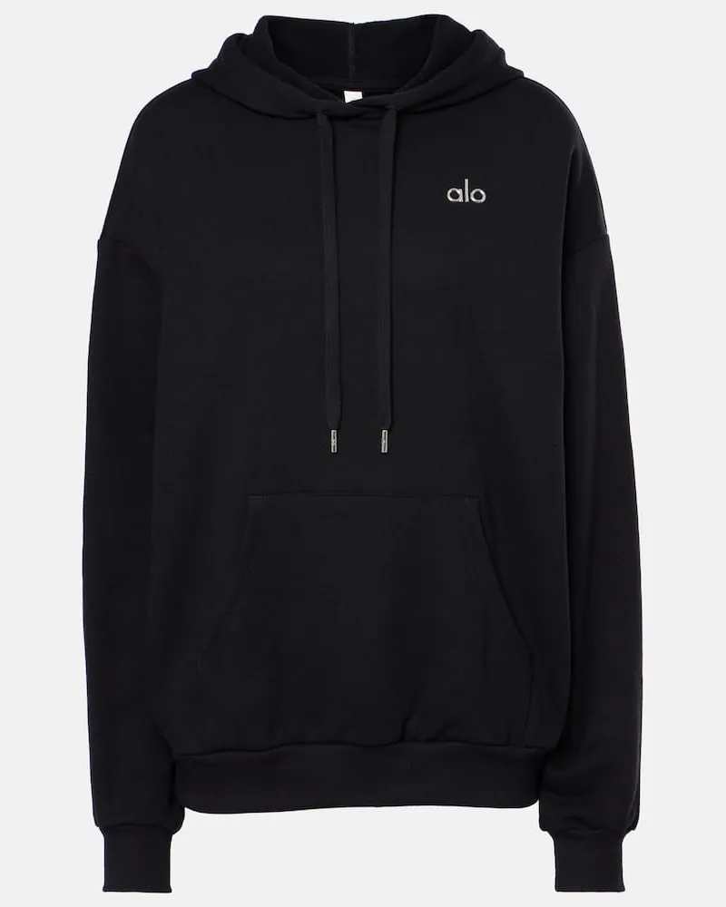 alo Hoodie Accolade aus French Terry Schwarz