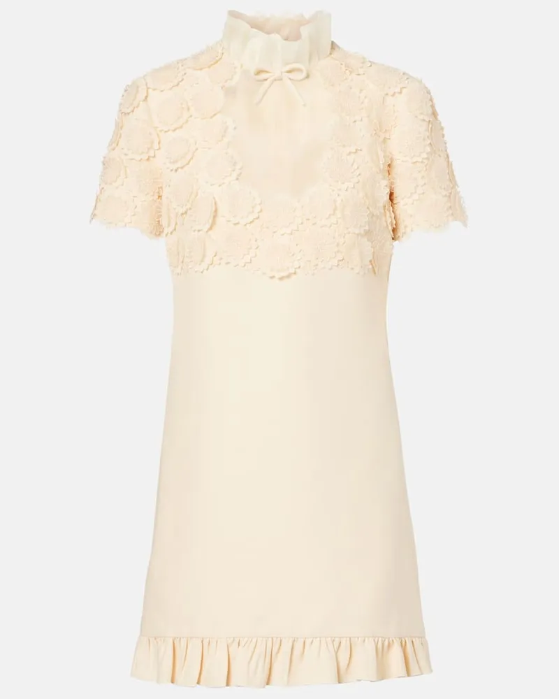 Valentino Garavani Besticktes Minikleid aus Crepe Couture Beige
