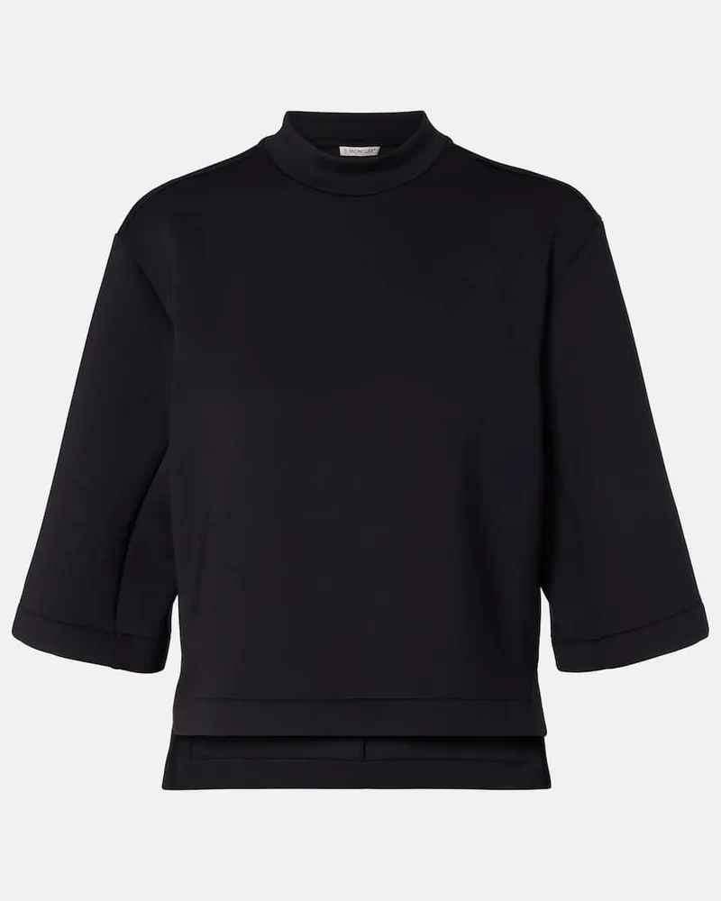 Moncler Top aus Baumwoll-Jersey Schwarz
