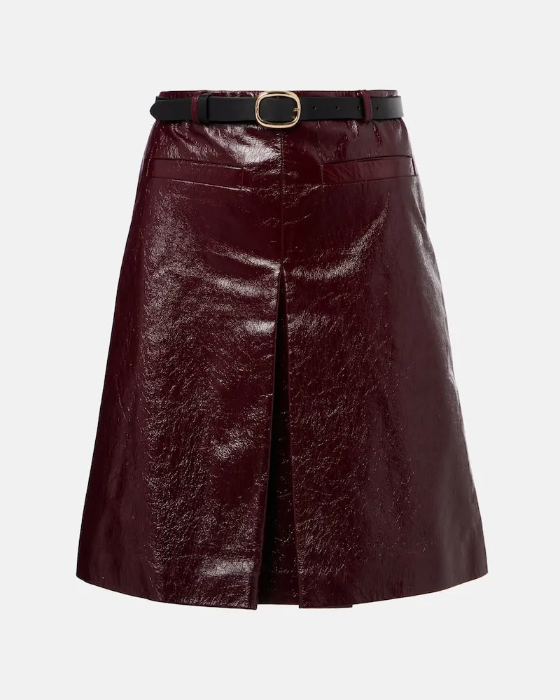 Self-Portrait Minirock aus Lackleder Burgunderrot