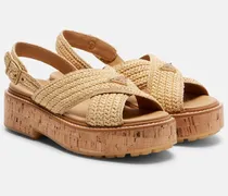 Slingback-Sandalen aus Raffiabast