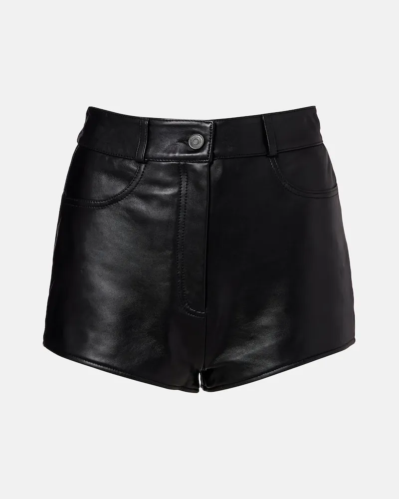 FRANKIE Shop High-Rise Shorts Loen aus Leder Schwarz