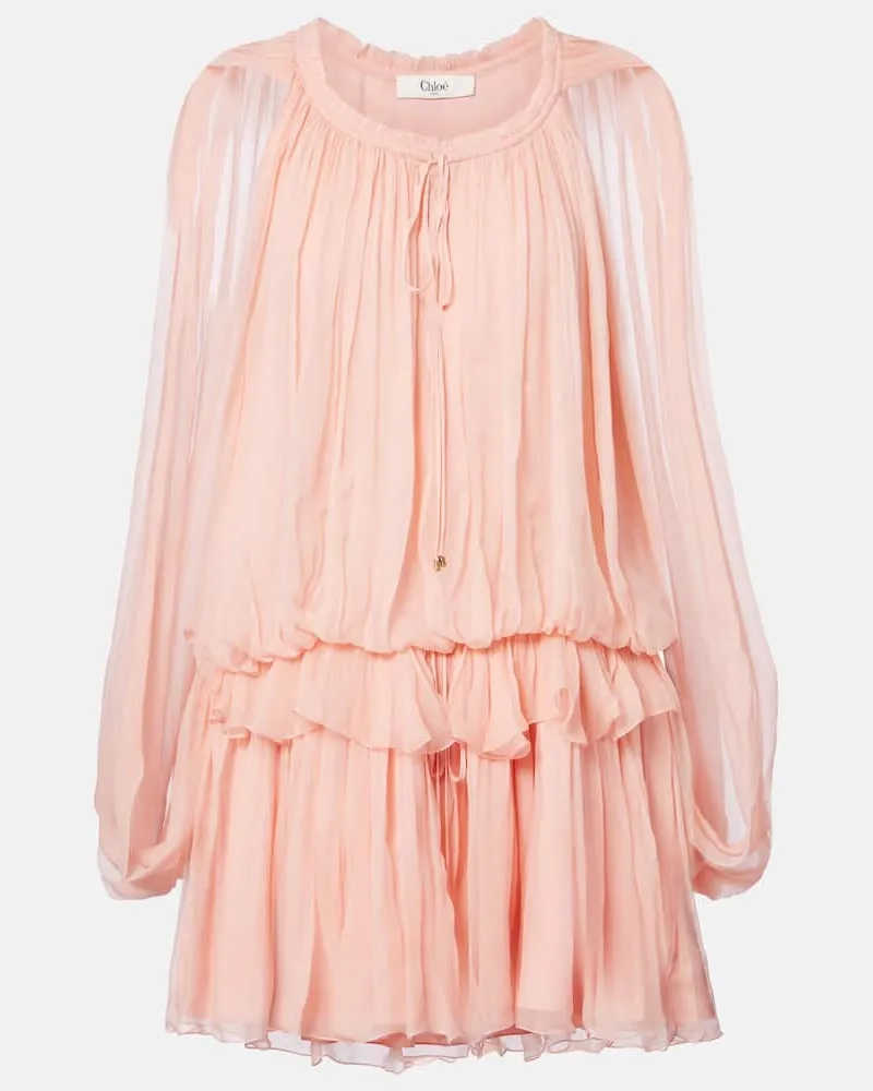 Chloé Chloé Minikleid aus Seidenmusselin Pink